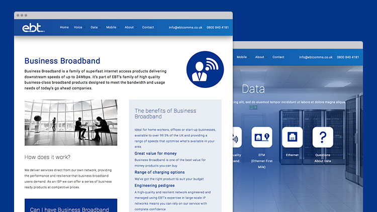 EBT Communications Website Desktop